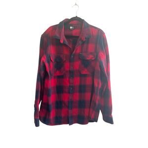 RIP CURL MENS XL LONG SLEEVE FLANNEL BUTTON SHIRT RED BLUE BUFFALO CHECK #5205
